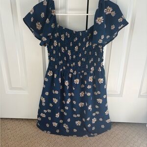 Lily Rose Blue Floral Smocked Dress